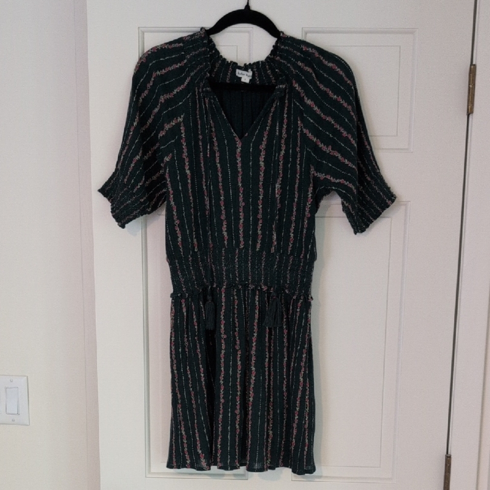 Roller Rabbit Dark Green and Pink Striped Mini Dress